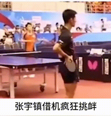 张宇镇挑衅事件原视频画面GIF,太嚣张被许昕打11:0