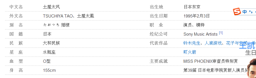 土屋太凤为什么叫tao?土屋太凤身高体重数据