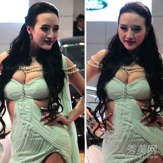 胸器来袭!乳神车模露点走光PK事业线