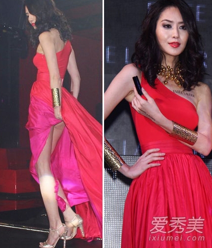 秀腿利器 女星穿高衩裙秀性感不慎走光