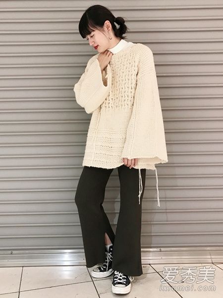 针织阔腿裤配什么上衣图片 日本女生买断货的针织裤搭配指南