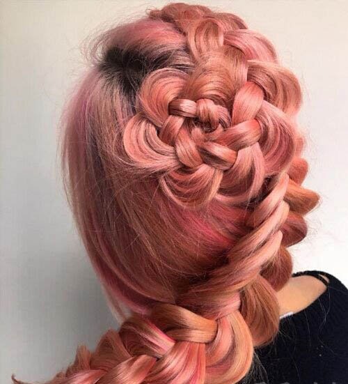 同心结新娘发型图片 四股头发编织同心结